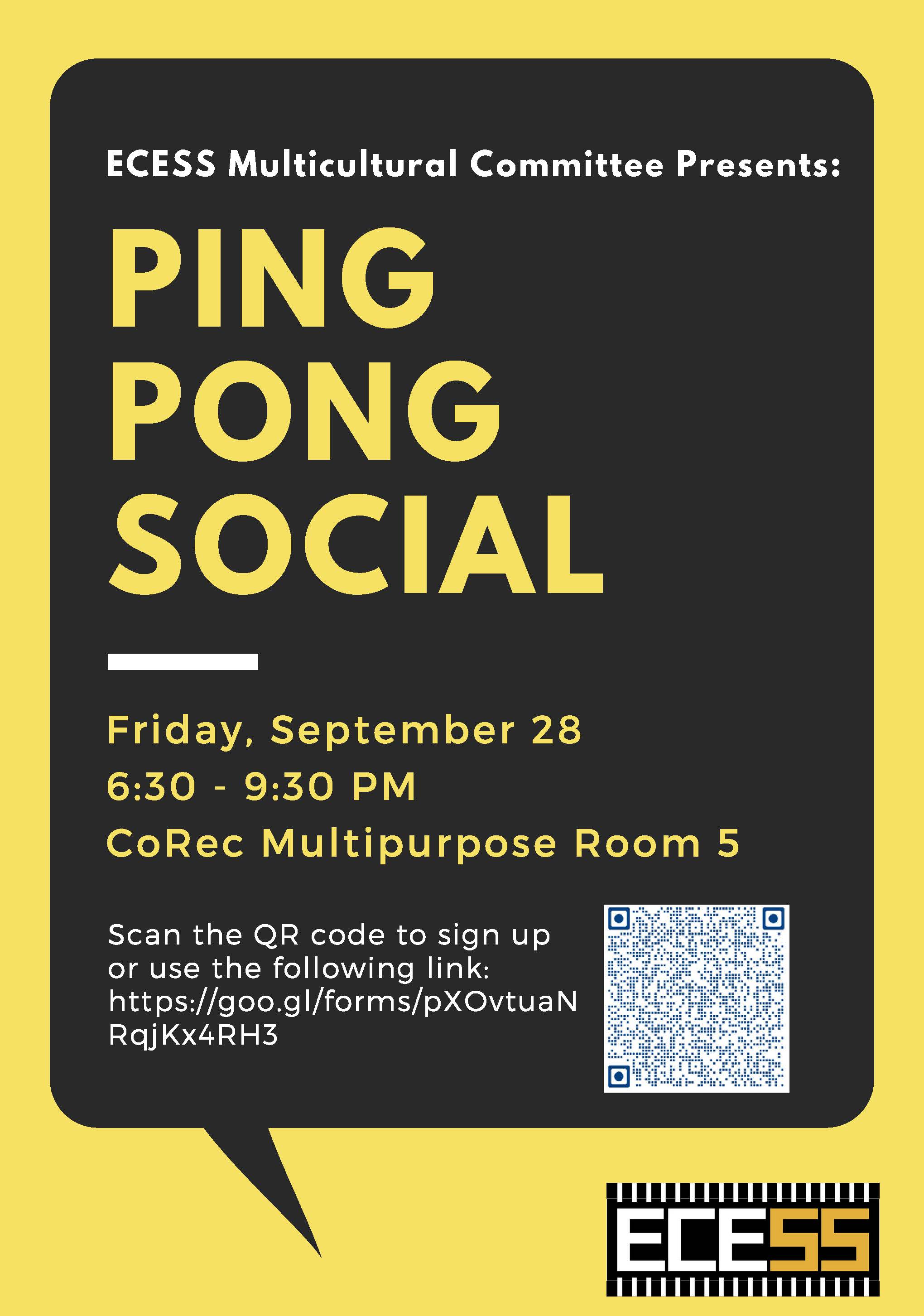 informational flyer for ping pong social